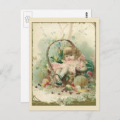 Victoriaans kind, meidenlentesmandje Briefkaart (Voorkant / Achterkant)