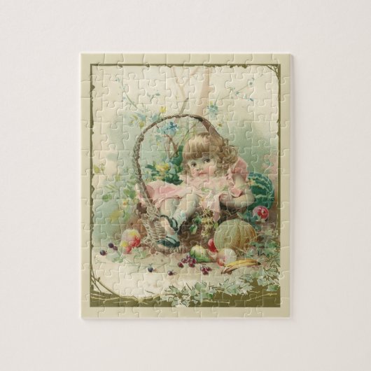 Victoriaans kind, meidenlentesmandje Legpuzzel (Verticaal)