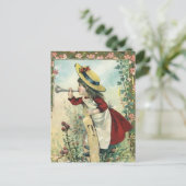 Victoriaans kind, meisje dat de buik blaast Briefkaart (Staand voorkant)