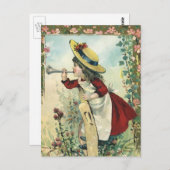 Victoriaans kind, meisje dat de buik blaast Briefkaart (Voorkant / Achterkant)