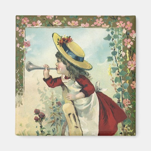  Victoriaans kind, meisje dat de buik blaast Magneet (Voorkant)