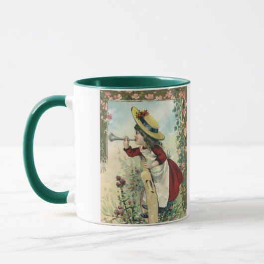  Victoriaans kind, meisje dat de buik blaast Mok (Links)