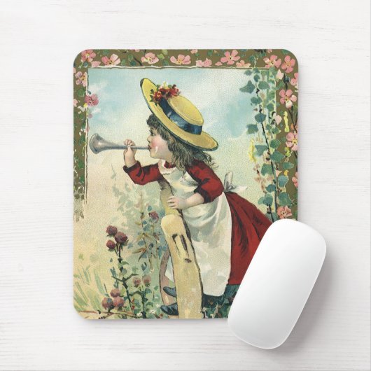 Victoriaans kind, meisje dat de buik blaast Muismat (Met muis)