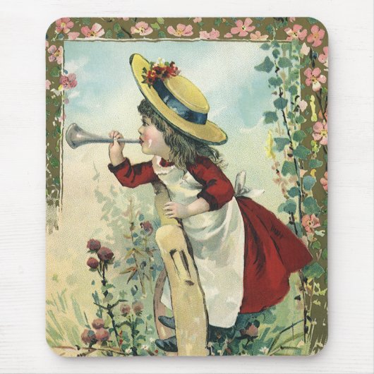 Victoriaans kind, meisje dat de buik blaast Muismat (Voorkant)