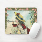  Victoriaans kind, meisje dat de buik blaast Muismat (Met muis)