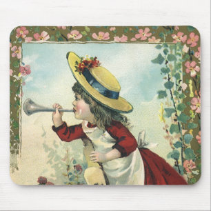  Victoriaans kind, meisje dat de buik blaast Muismat