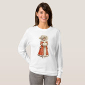 Victoriaans kind meisje papier pop winter schattig t-shirt (Voorkant volledig)