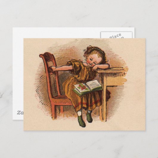 Victoriaans kind met boek briefkaart (Voorkant / Achterkant)