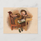 Victoriaans kind met boek briefkaart (Voorkant)