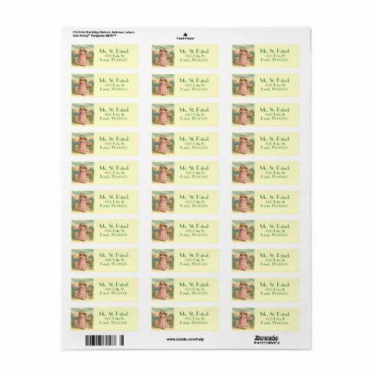 Victoriaans kind St. Patrick's retour adres label (Full Sheet)
