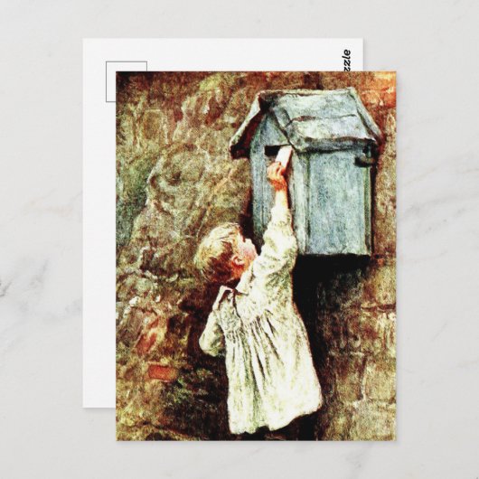 Victoriaans kind stuurt een briefkaart (Voorkant / Achterkant)