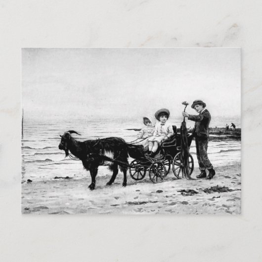  Victoriaans Kinder dieren Waterverf Zee Briefkaart (Voorkant)