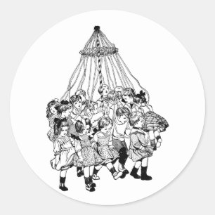 Victoriaans kinderdansende muziek ronde sticker
