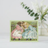 Victoriaans kinderen 2 Kleine meisjes  Briefkaart (Staand voorkant)