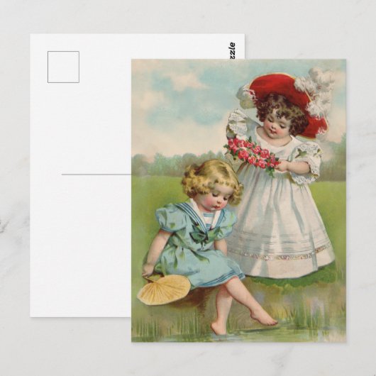 Victoriaans kinderen briefkaart (Voorkant / Achterkant)