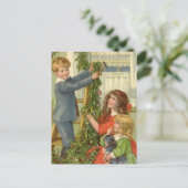 Victoriaans kinderen die met kerstmis sterven word feestdagenkaart (Staand voorkant)