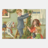 Victoriaans kinderen die met kerstmis sterven word inpakpapier vel (Voorkant 2)