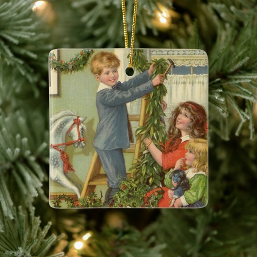 Victoriaans kinderen die met kerstmis sterven word keramisch ornament (Boom)