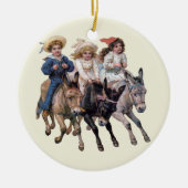 Victoriaans kinderen en paarden keramisch ornament (Voorkant)