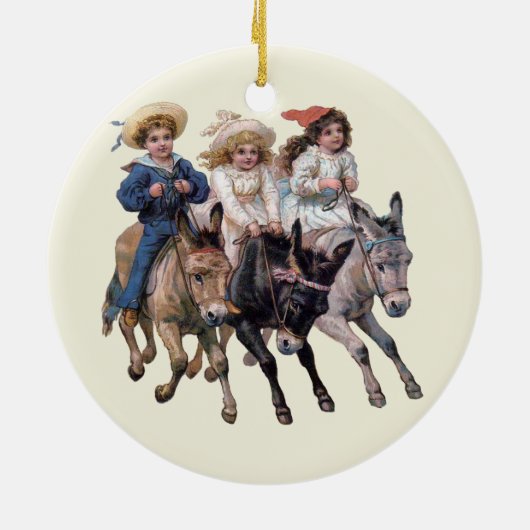 Victoriaans kinderen en paarden keramisch ornament (Achterkant)
