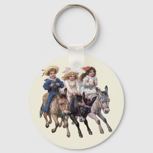 Victoriaans kinderen en paarden sleutelhanger (Voorkant)