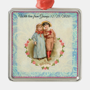 Victoriaans kinderen Gift of Love Valentijn Metalen Ornament