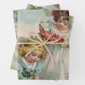 Victoriaans kinderen inpakpapier vel (In situ)