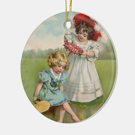 Victoriaans kinderen keramisch ornament (Links)