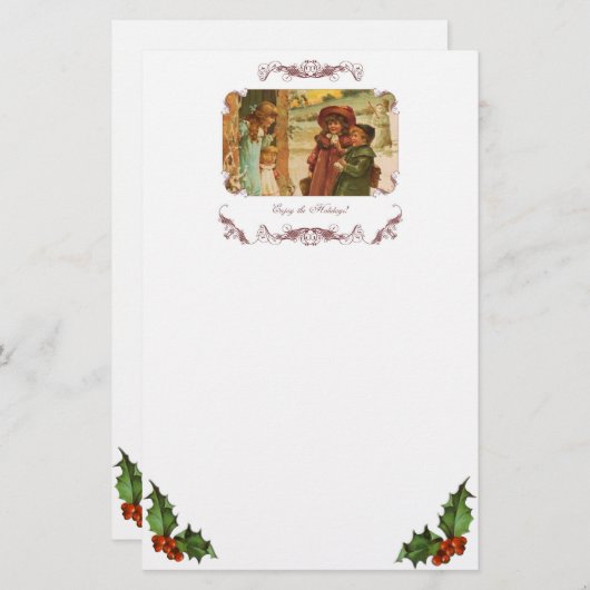 Victoriaans Kinderen Kerst Stationery Briefpapier (Voorkant / Achterkant)