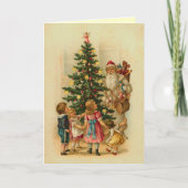 Victoriaans kinderen kerstochtend feestdagen kaart (Voorkant)