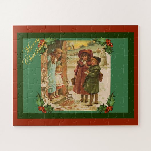 Victoriaans kinderen kerstvakantie puzzel legpuzzel (Horizontaal)