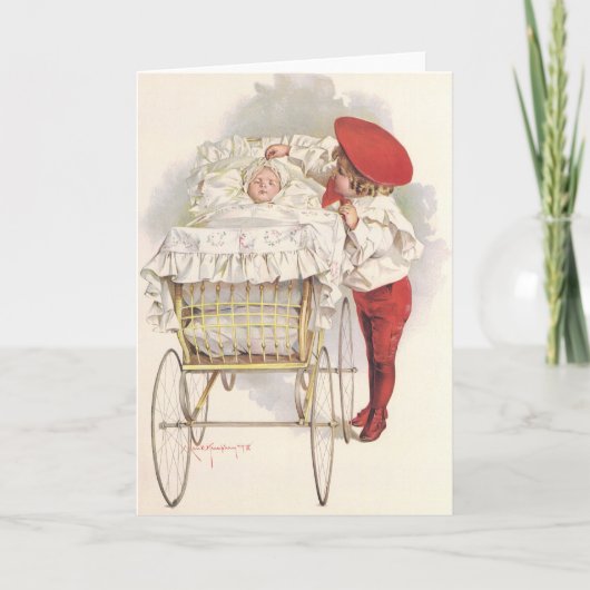  Victoriaans kinderen, kinderen en Baby in Pram Kaart (Voorkant)