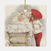  Victoriaans kinderen, kinderen en Baby in Pram Keramisch Ornament (Achterkant)