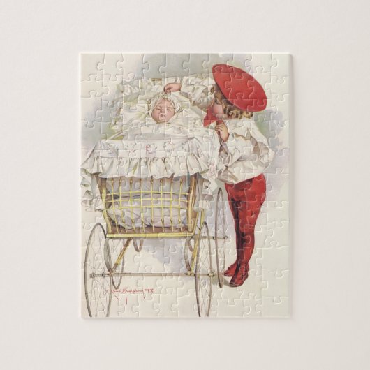Victoriaans kinderen, kinderen en Baby in Pram Legpuzzel (Verticaal)
