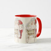 Victoriaans kinderen, kinderen en Baby in Pram Mok (Voorkant rechts)