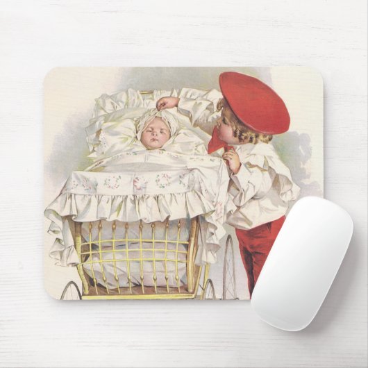 Victoriaans kinderen, kinderen en Baby in Pram Muismat (Met muis)