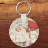 Victoriaans kinderen, kinderen en Baby in Pram Sleutelhanger (Voorkant)
