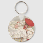 Victoriaans kinderen, kinderen en Baby in Pram Sleutelhanger (Achterkant)