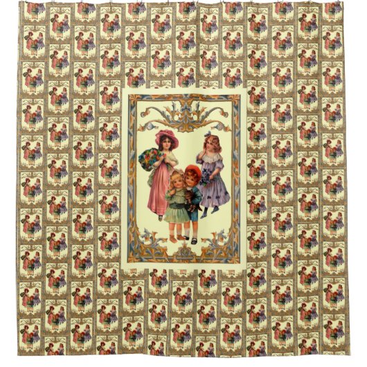 Victoriaans kinderen  kunst douchegordijn (Voorkant)