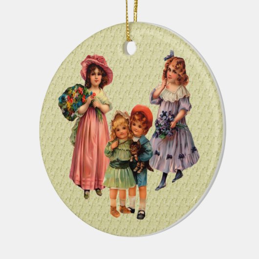 Victoriaans kinderen  kunst keramisch ornament (Links)