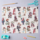 Victoriaans kinderen met kerstcadeautjes tissuepapier (Craft)