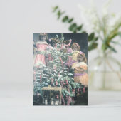 Victoriaans kinderen met Kerstmis Feestdagenkaart (Staand voorkant)