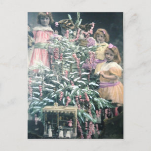 Victoriaans kinderen met Kerstmis Feestdagenkaart
