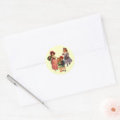 Victoriaans kinderen met  kunst ronde sticker (Envelop)