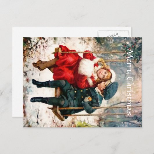  Victoriaans kinderen op Swing Briefkaart (Voorkant / Achterkant)