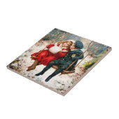  Victoriaans kinderen op zigende keramische tegel Tegeltje (Zijkant)