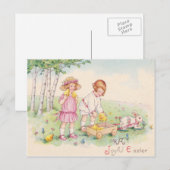 Victoriaans Kinderen Pasen Bunny Field Feestdagenkaart (Voorkant / Achterkant)