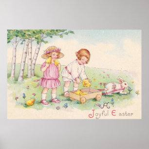 Victoriaans Kinderen Pasen Bunny Field Poster
