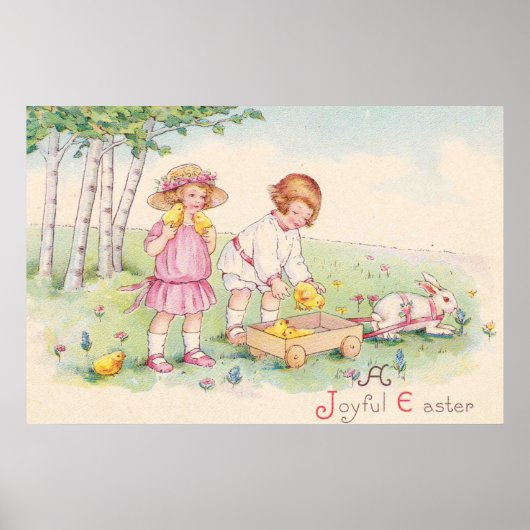 Victoriaans Kinderen Pasen Bunny Field Poster (Voorkant)