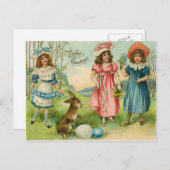 Victoriaans kinderen Pasgeborene gekleurde eitjes Feestdagenkaart (Voorkant / Achterkant)